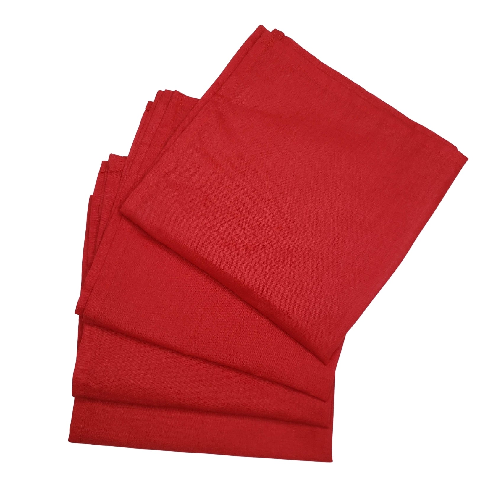 Charlo's Set of 4 Red 100% Cotton Solid Cloth Napkins 15