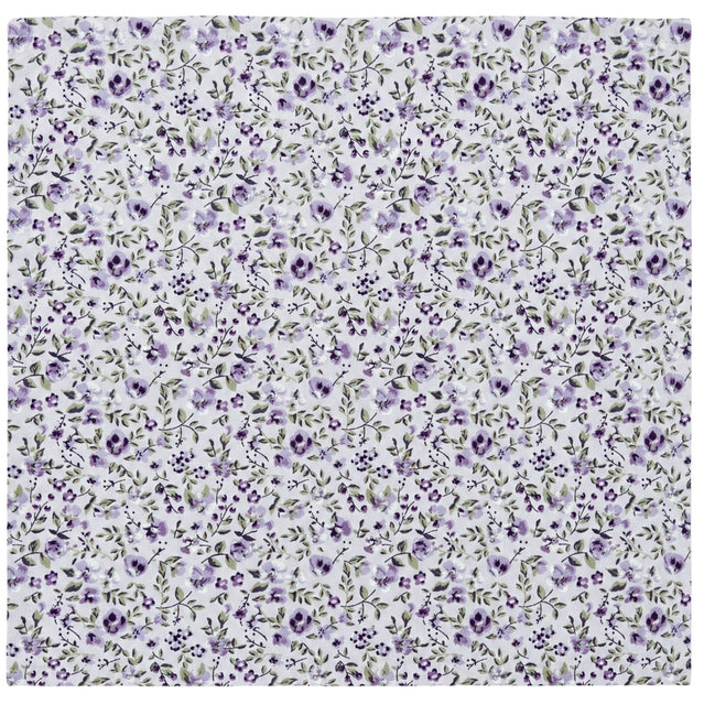 Charlo's Set of 4 Purple 100% Cotton Floral Cloth Napkins 15" by 15"