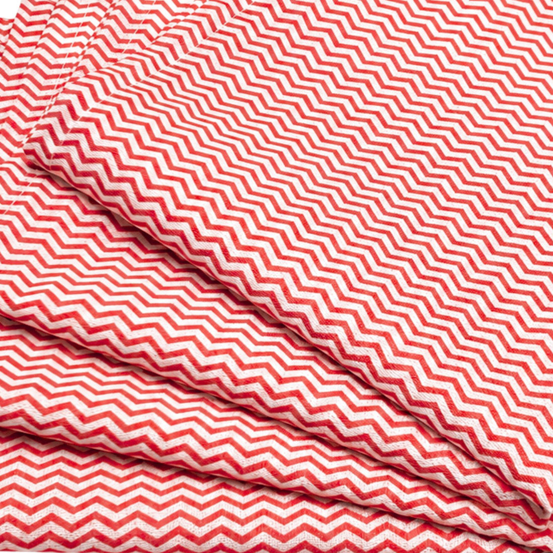 Charlo's Set of 4 Red Chevron 100% Cotton Cloth Napkins 15" by 15" Washable Reusable