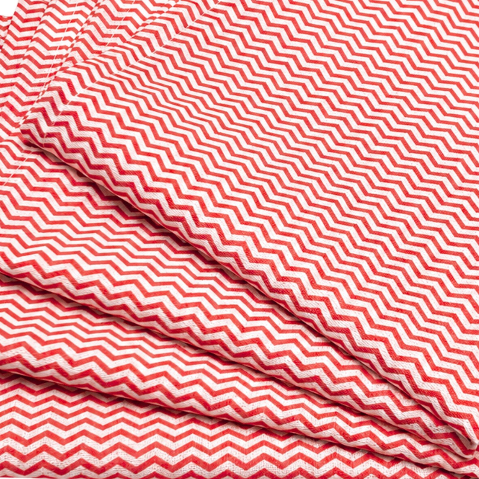 Charlo's Set of 4 Red Chevron 100% Cotton Cloth Napkins 15