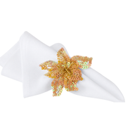 Maison Charlo Set of 2 Nude Star Flower Sequin Napkin Rings