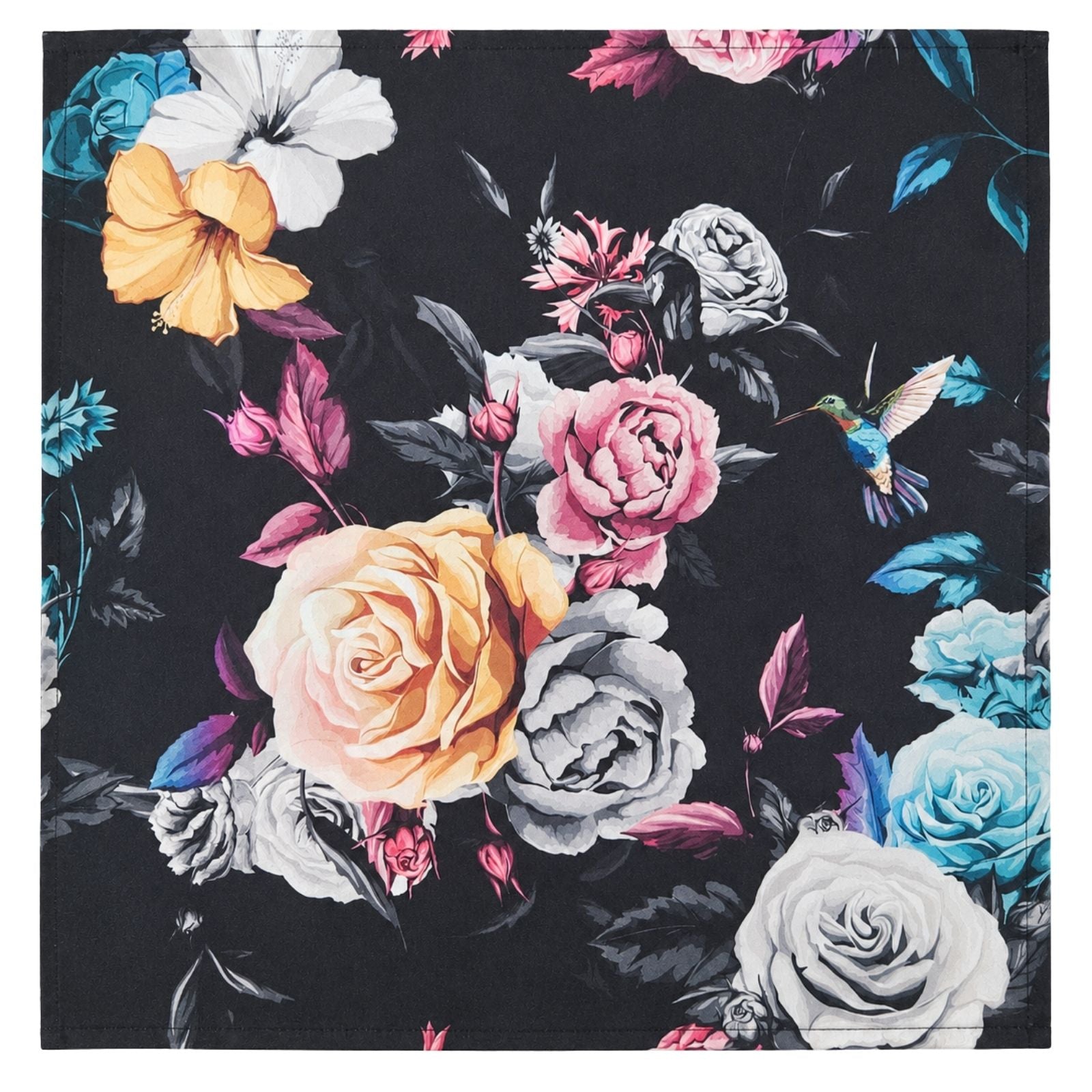 Charlo's Cloth Napkins Set of 4 Night of Roses Black 16