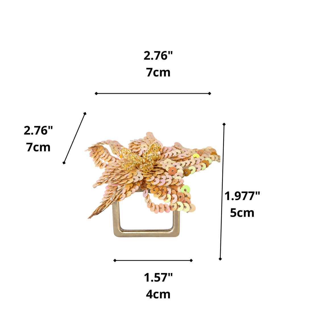 Maison Charlo Set of 2 Nude Star Flower Sequin Napkin Rings