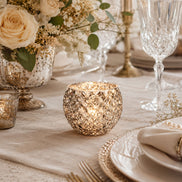 Champagne Silver Glass Candle Holder – Round Decorative Votive 3.15 in dia 3.15