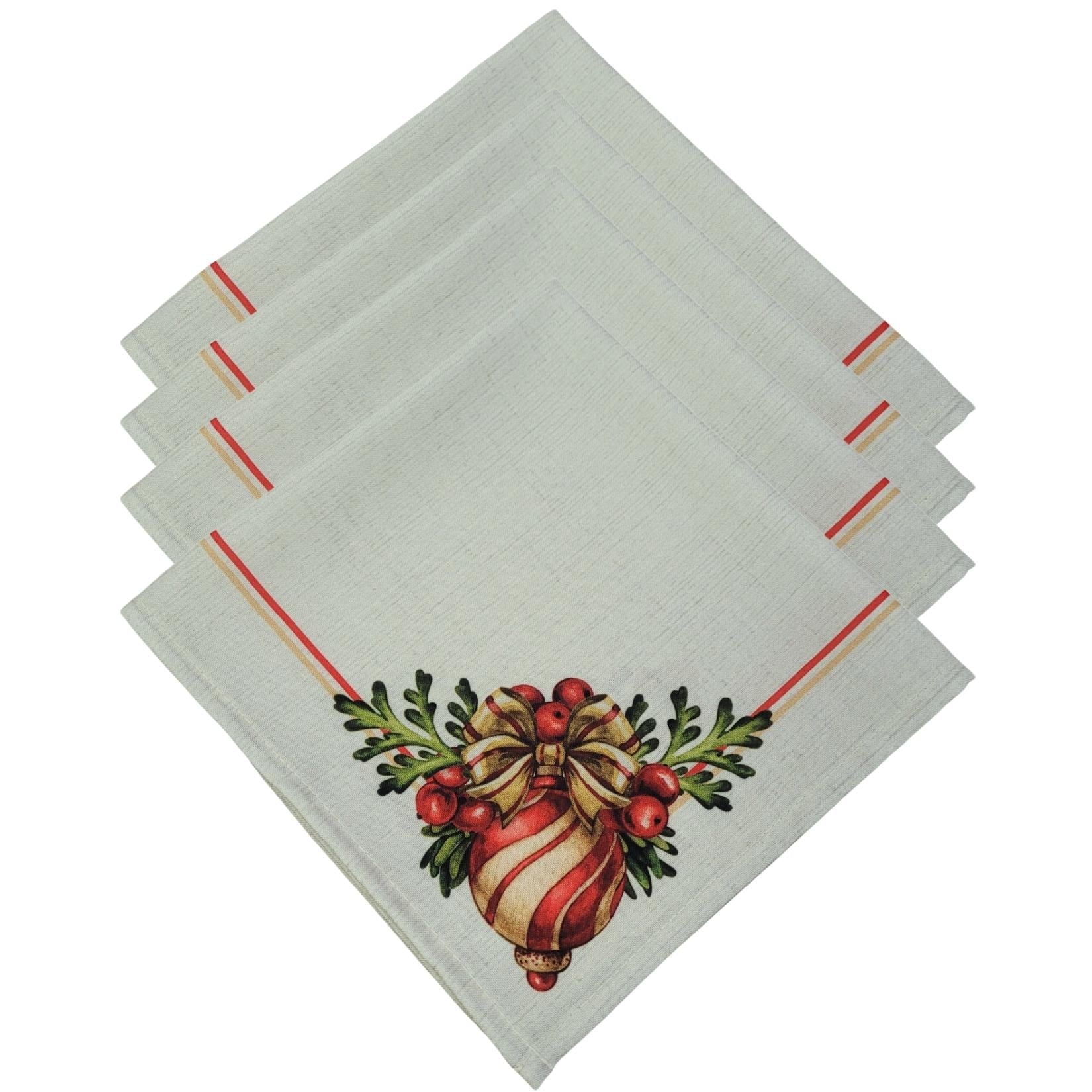 Charlo's Cloth Napkins Set of 4 Christmas Wreath 16