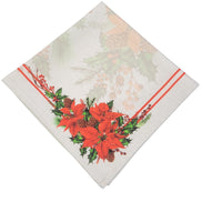 Charlo's Cloth Napkins Set of 4 Christmas Grey Flower 16