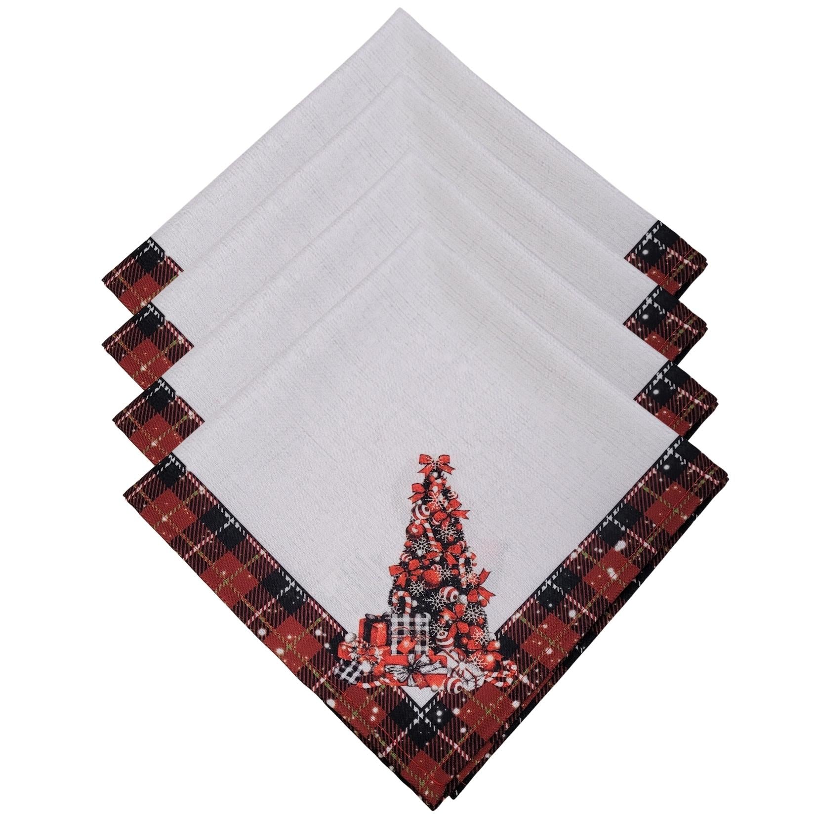 Charlo's Cloth Napkins Set of 4 Sleigh Santa Claus 16