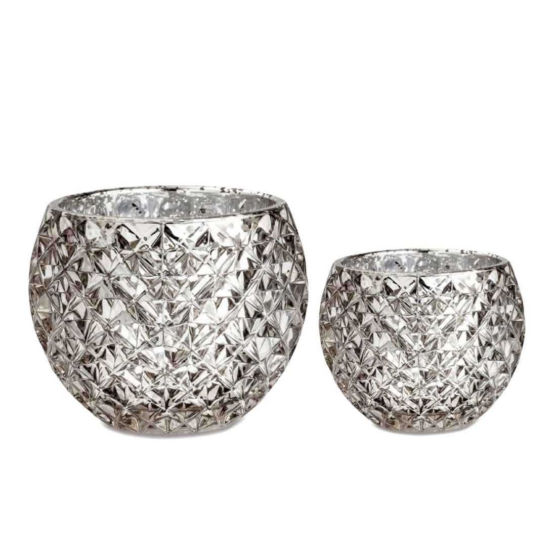 Champagne Silver Glass Candle Holder – Round Decorative Votive 3.15 in dia 3.15"h