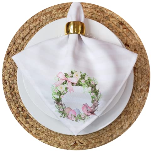Charlo's Easter Synthetic Cloth Napkins Bird Bunny Rose Plaid Reusable  16