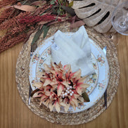 Charlo's Set of 4 Off White 100% Cotton Solid Cloth Napkins 15