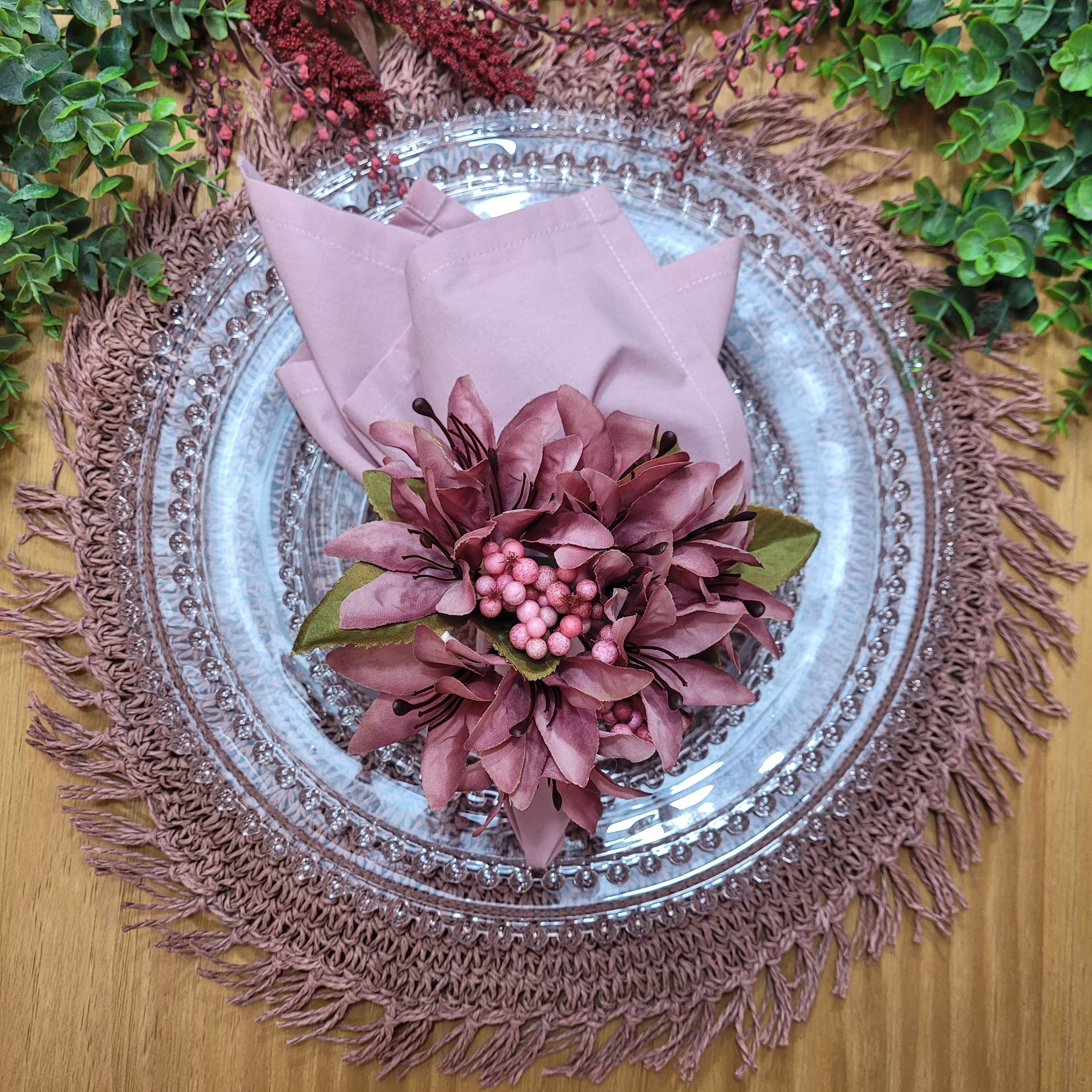 Charlo's Set of 4 Nude Folk Sustainable Rustic Chic Round Placemats 16
