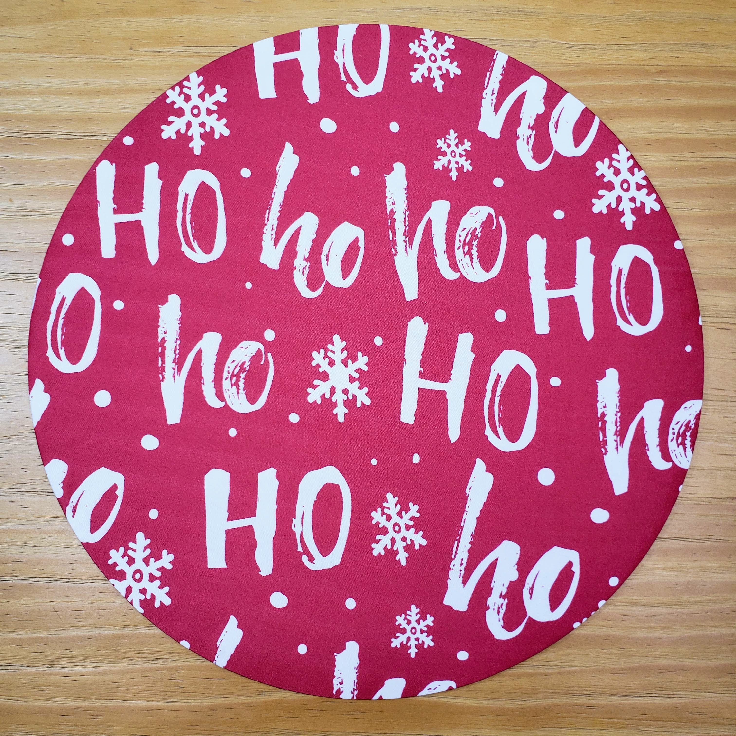 Set of 4 Round Placemats Covers Ho Ho Ho Cloth 14