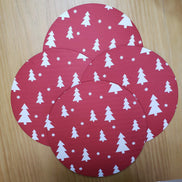 Set of 4 Round Placemats Covers Christmas Tree Cloth 14