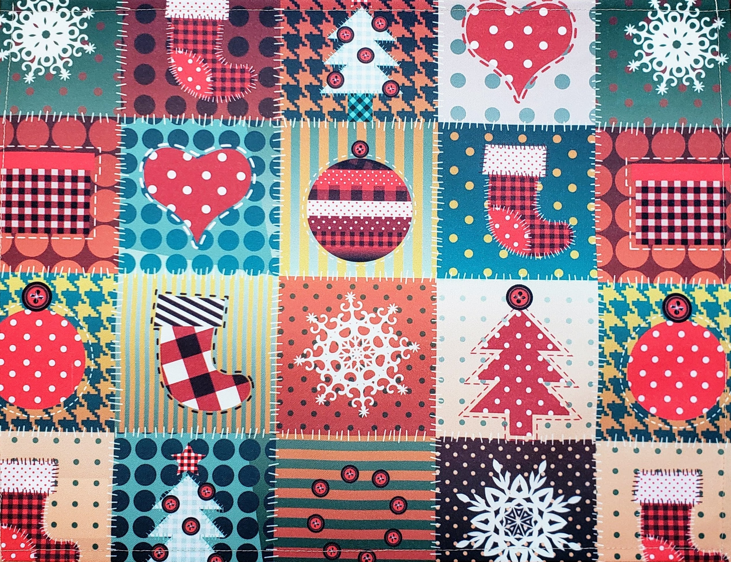 Set of 4 Placemats Christmas Patchwork Cloth Waterproof 17