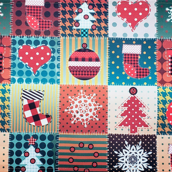 Set of 4 Placemats Christmas Patchwork Cloth Waterproof 17" by 13" - Green