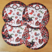 Set of 4 Round Placemats Covers  Gift Baskets Christmas Cloth 14