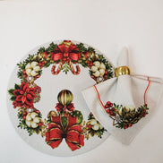Charlo's Cloth Napkins Set of 4 Christmas Wreath 16