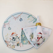Charlo's Cloth Napkins Set of 4 Christmas Snowman 16