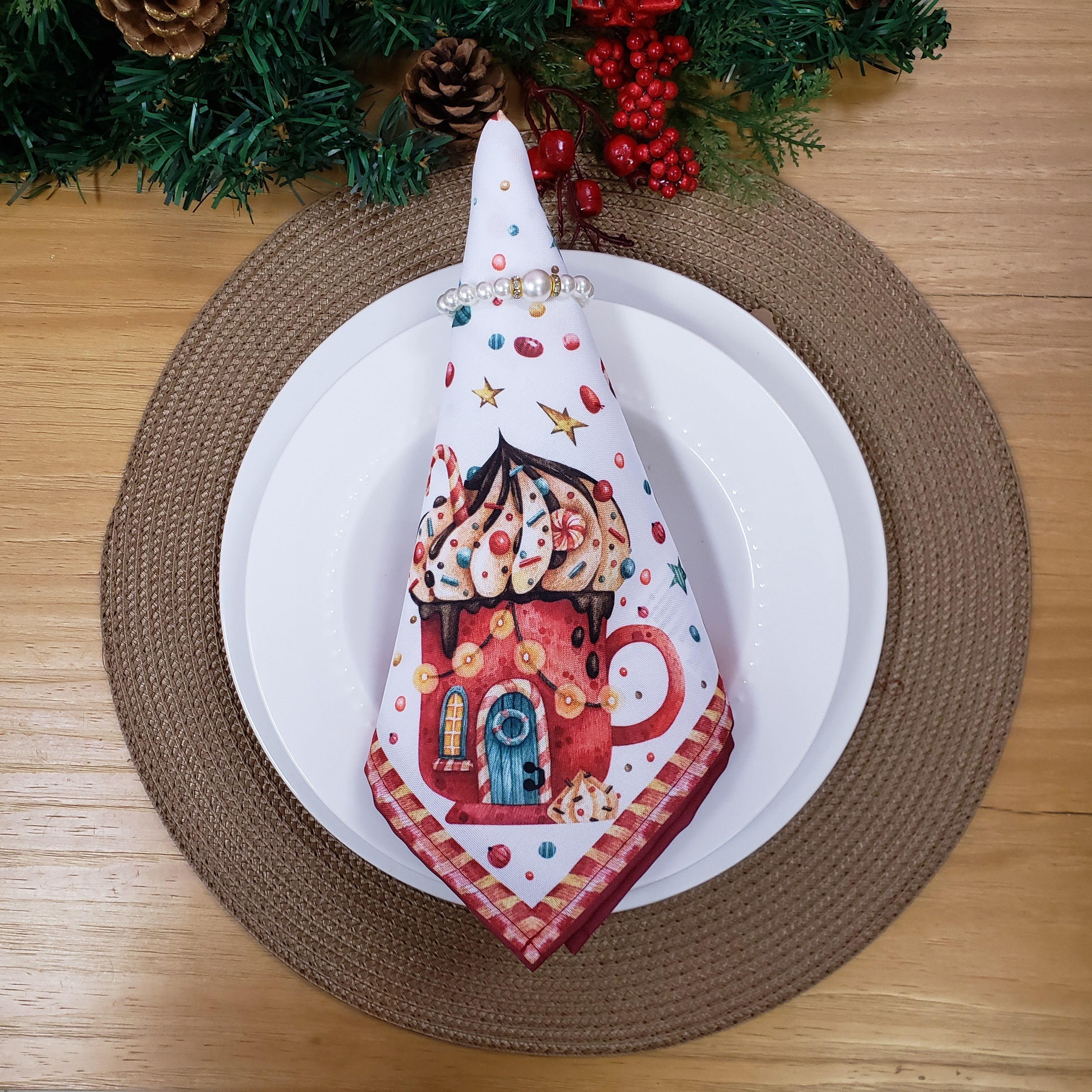 Charlo's Cloth Napkins Set of 4 Christmas Candy 16