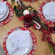 Set of 4 Round Placemats Covers Ho Ho Ho Cloth 14