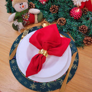 Maison Charlô | Set of 4 Round Placemats Covers Christmas Bird Cloth 14