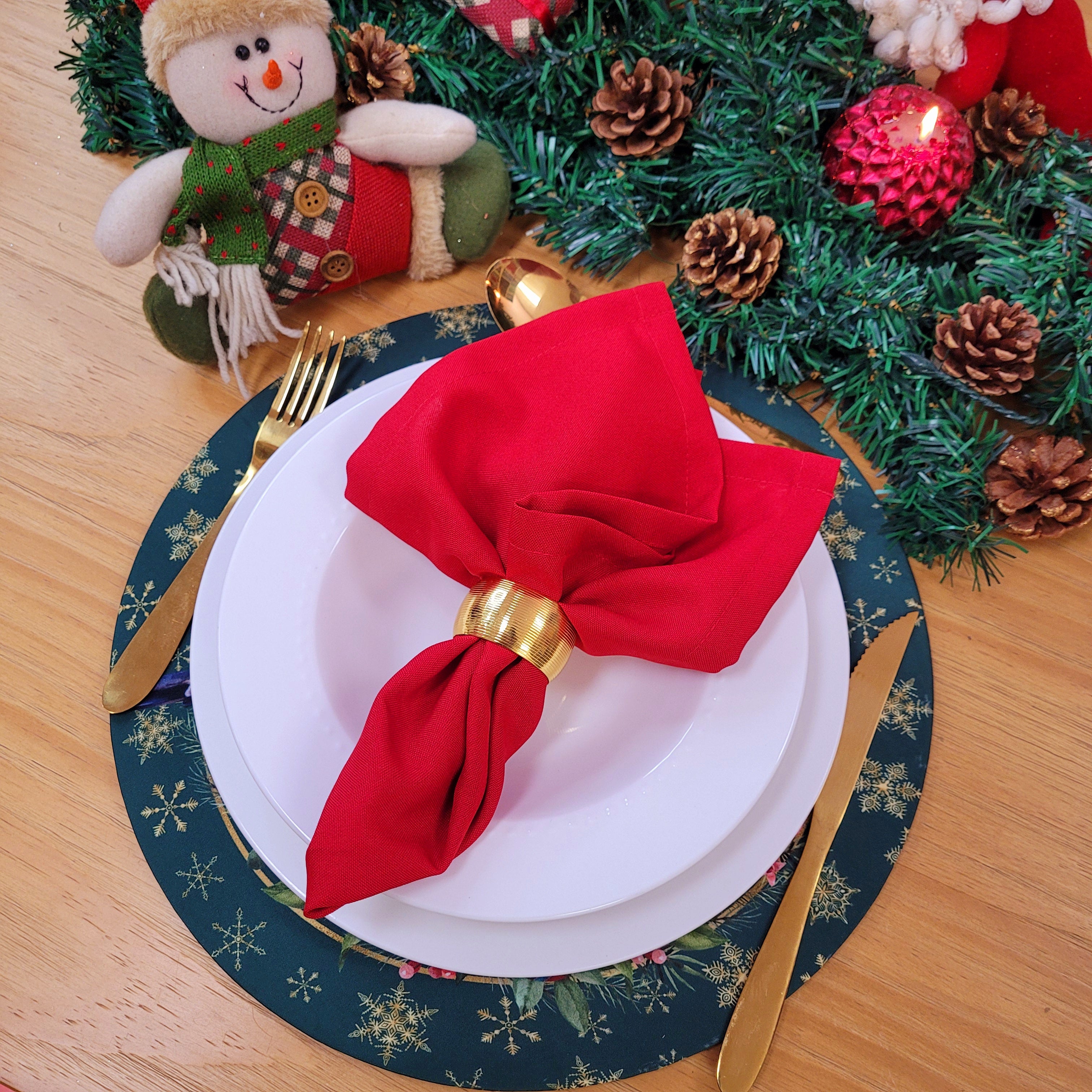 Maison Charlô | Set of 4 Round Placemats Covers Christmas Bird Cloth 14
