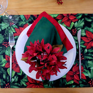 Set of 4 Placemats Christmas Flower Cloth Waterproof 17