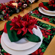 Set of 4 Placemats Christmas Flower Cloth Waterproof 17