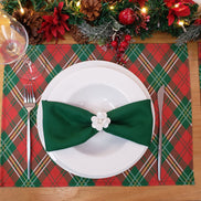 Set of 4 Placemats Christmas Plaid Cloth Waterproof 17