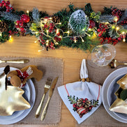 Charlo's Cloth Napkins Set of 4 Christmas Wreath 16