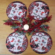 Set of 4 Round Placemats Covers  Gift Baskets Christmas Cloth 14
