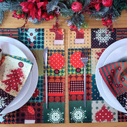 Set of 4 Placemats Christmas Patchwork Cloth Waterproof 17