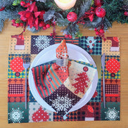 Set of 4 Placemats Christmas Patchwork Cloth Waterproof 17