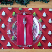 Set of 4 Placemats Green Degrade Christmas Tree Cloth Waterproof 17