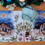 Set of 4 Placemats Christmas Happy Night Cloth Waterproof 17
