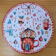 Set of 4 Round Placemats Covers Christmas Candy Cloth 14
