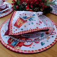 Set of 4 Round Placemats Covers Christmas Candy Cloth 14