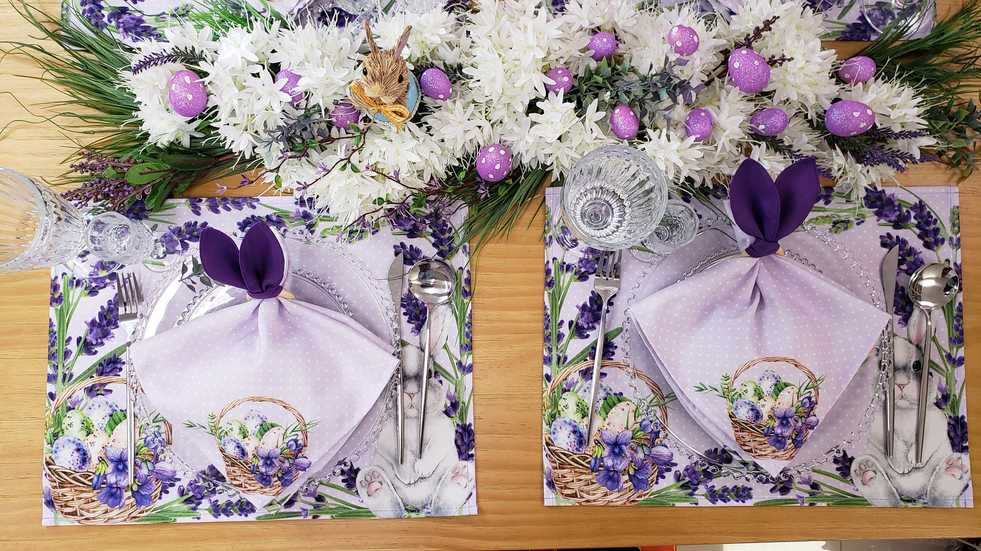 Set of 4 Lavender Waterproof Rectangular Placemats Easter 17
