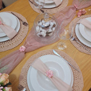 Charlo's Set of 4 Nude Sustainable Rustic Chic Round Placemats 16