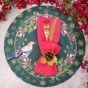Maison Charlô | Set of 4 Round Placemats Covers Christmas Bird Cloth 14