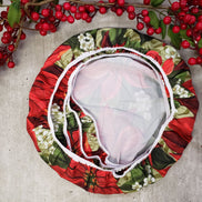 Set of 4 Round Placemats Covers Christmas Big Red Flower Cloth 14