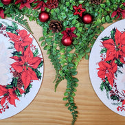 Set of 4 Round Placemats Covers Christmas Flower Cloth 14