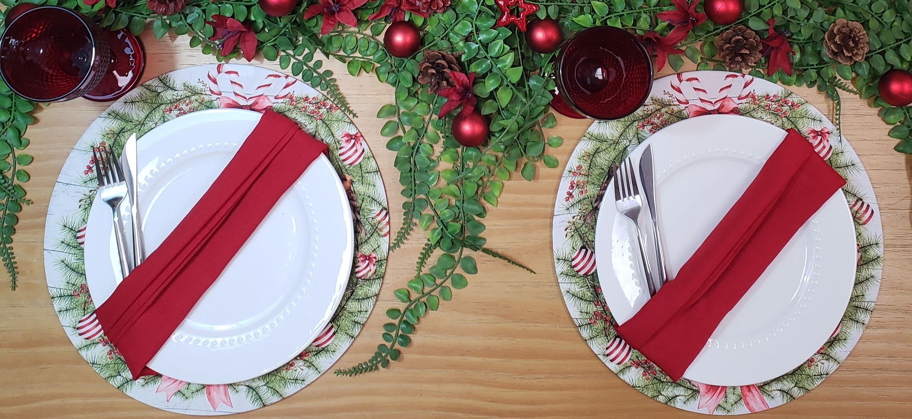 Set of 4 Round Placemats Covers Christmas Squirrel Cloth 14