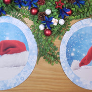 Set of 4 Round Placemats Covers Christmas Santa Cap Cloth 14