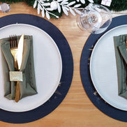 Set of 4 Round Placemats Covers Christmas Happy New Year Cloth 14