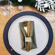 Set of 4 Round Placemats Covers Christmas Happy New Year Cloth 14