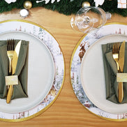Set of 4 Round Placemats Covers Christmas Reindeer Cloth 14