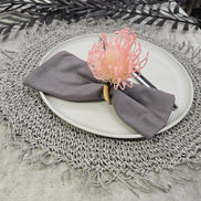 Charlo's Set of 4 Grey Folk Sustainable Rustic Chic Round Placemats 16