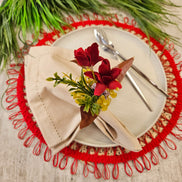 Charlo's Set of 2 Red Sustainable Brazilian Jute Liz Round Placemats Sousplat 16