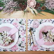 Charlo's Set of 4 Waterproof Rectangular Placemats Flowers Poetry  17